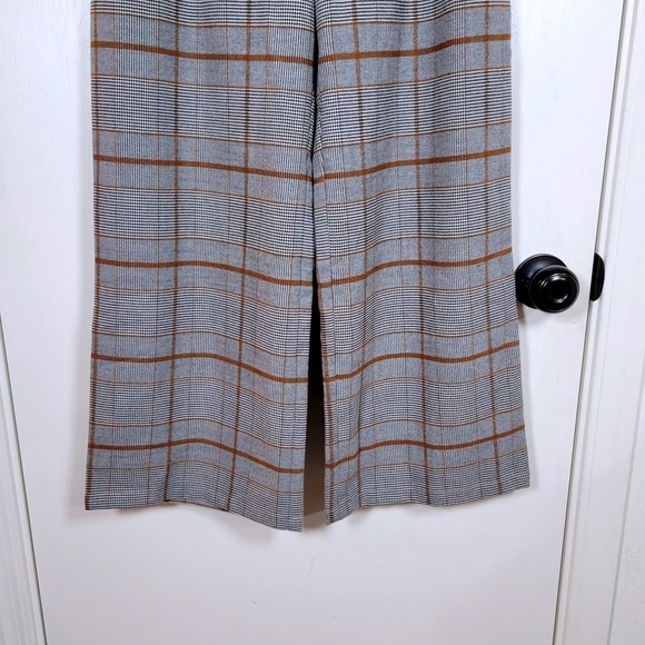 Roolee Gray Plaid Wide Leg Cropped Trousers Size Small Chic Preppy Pants - Picture 2 of 7
